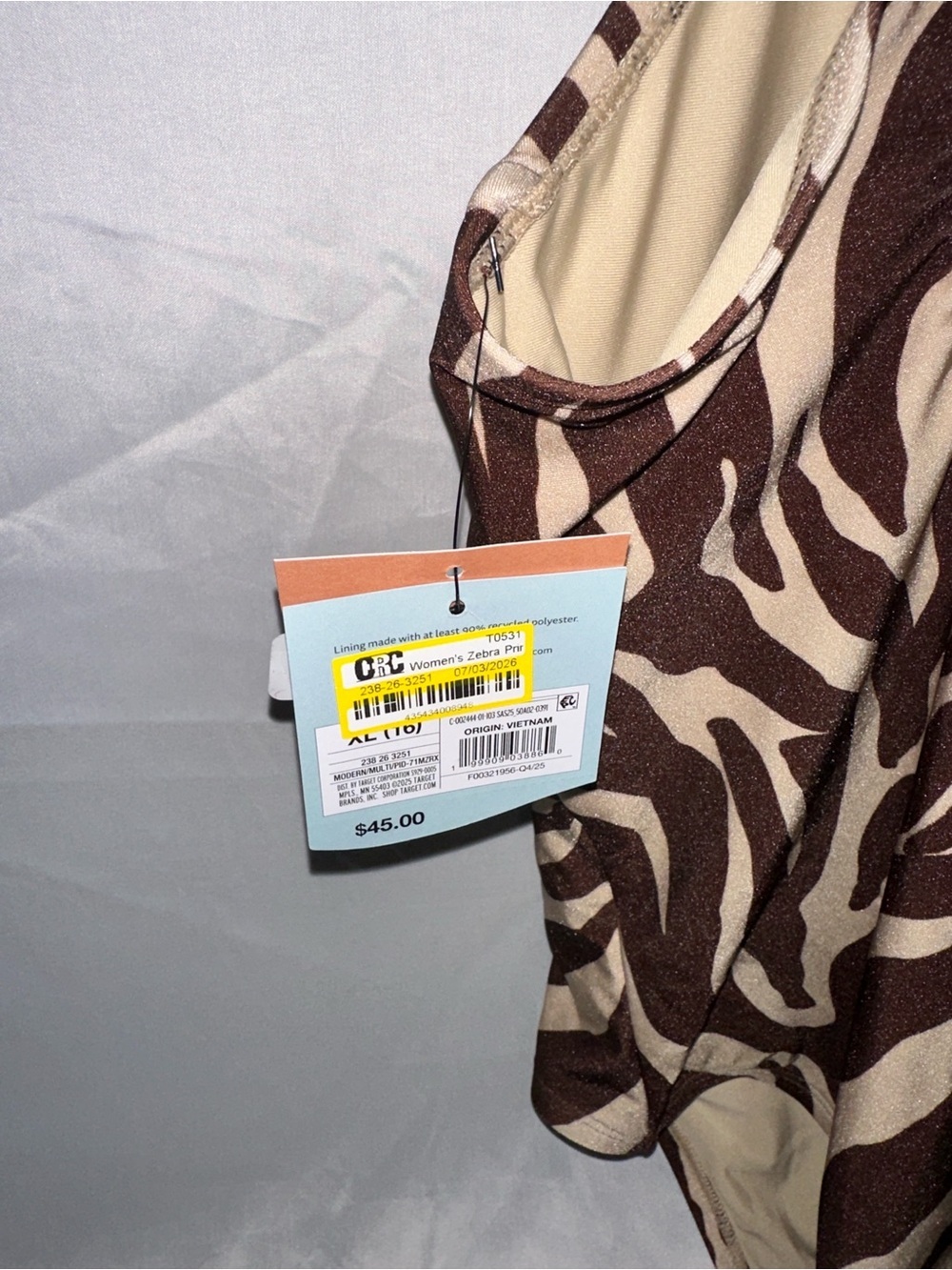 Shade & Shore Brown and Cream Zebra-Print One-Piece Swimsuit - Picture 3 of 3